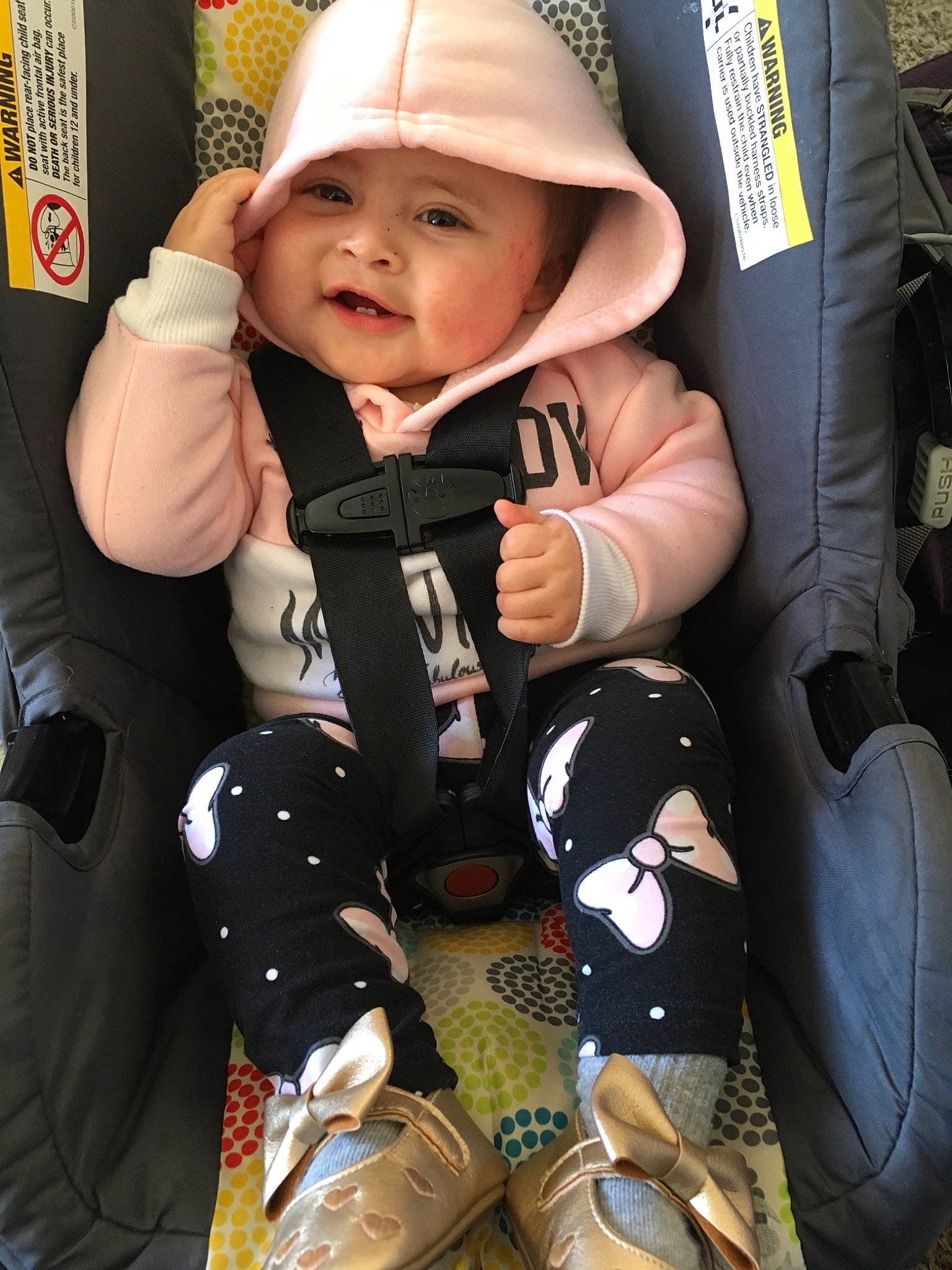 Lilia is registered to the contest to win money with this photo: baby, baby_carriage, baby_in_car_seat, baby_products, car_seat, child, headwear, person, product, toddler