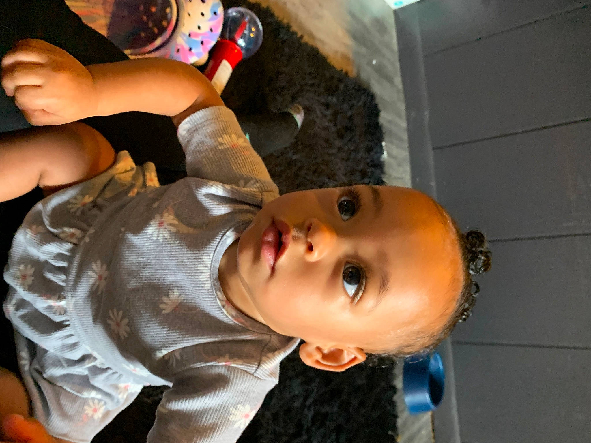 Zolah is registered to the contest to win money with this photo: baby, cheek, child, costume, fun, hat, human_leg, leisure, person, thigh, tin_can, toddler, wood