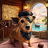 Pipo a rejoint le concours — aidez-le/la à gagner de superbes lots ! adventure, bandana, clouds, coins, dog, eye_patch, island, lantern, ocean, palm_trees, pirate_costume, pirate_hat, provisions_box, rug, ship, ship_cabin, sky, treasure_chest, treasure_map, wooden_floor