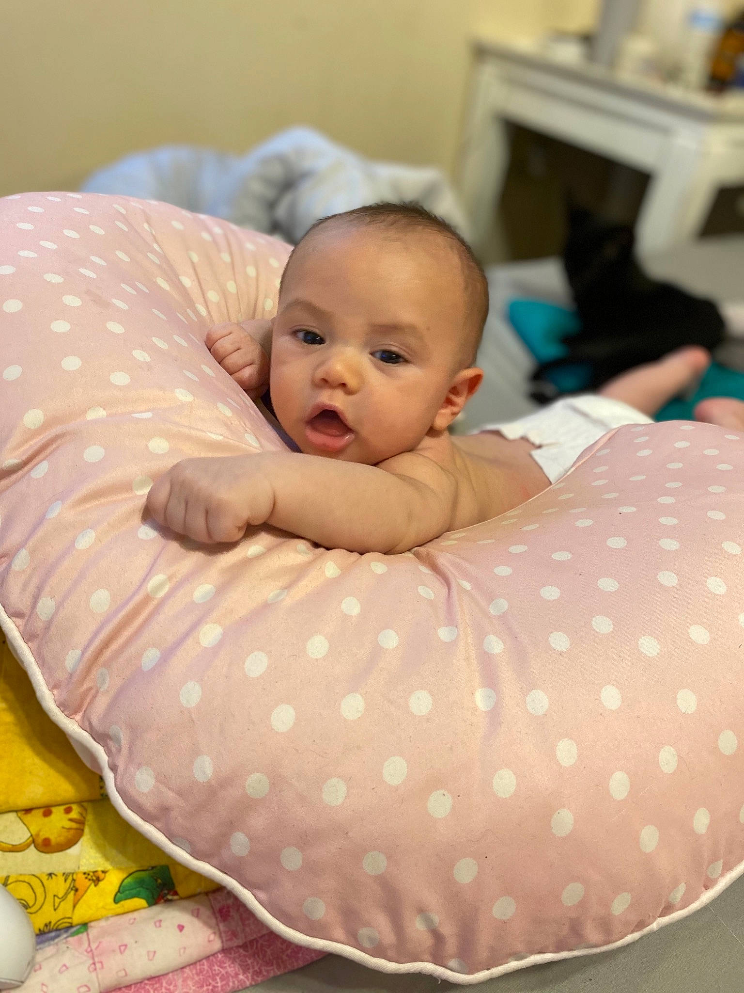 Michael Jr is registered to the contest to win money with this photo: baby, baby_products, child, comfort, furniture, person, pink, product, skin, surprise, toddler