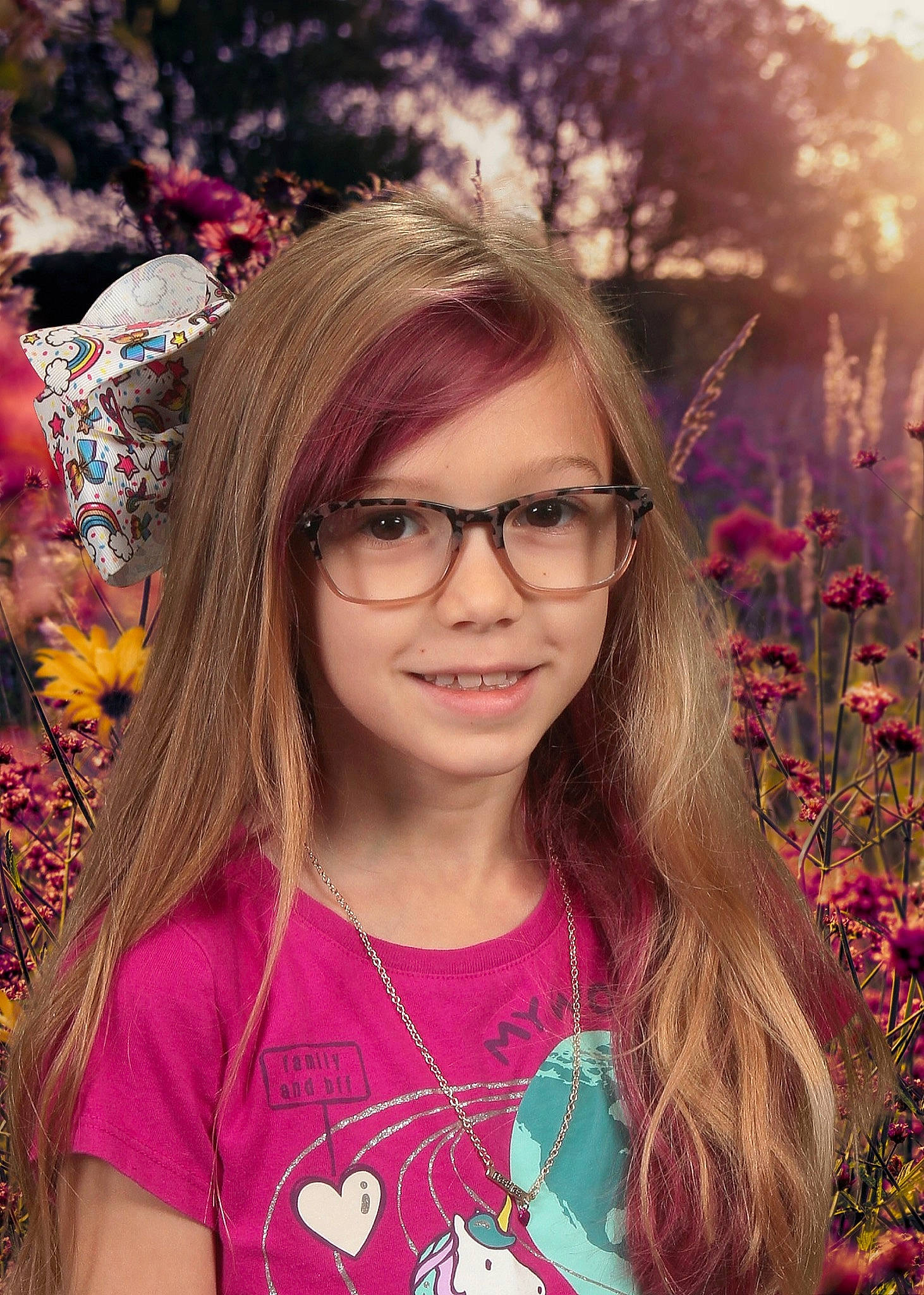 Oliveah is registered to the contest to win money with this photo: botany, cool, eyewear, facial_expression, fashion, fawn, glasses, hairstyle, happy, iris, joy, leaf, lip, organ, people, people_in_nature, person, pink, plant, skin