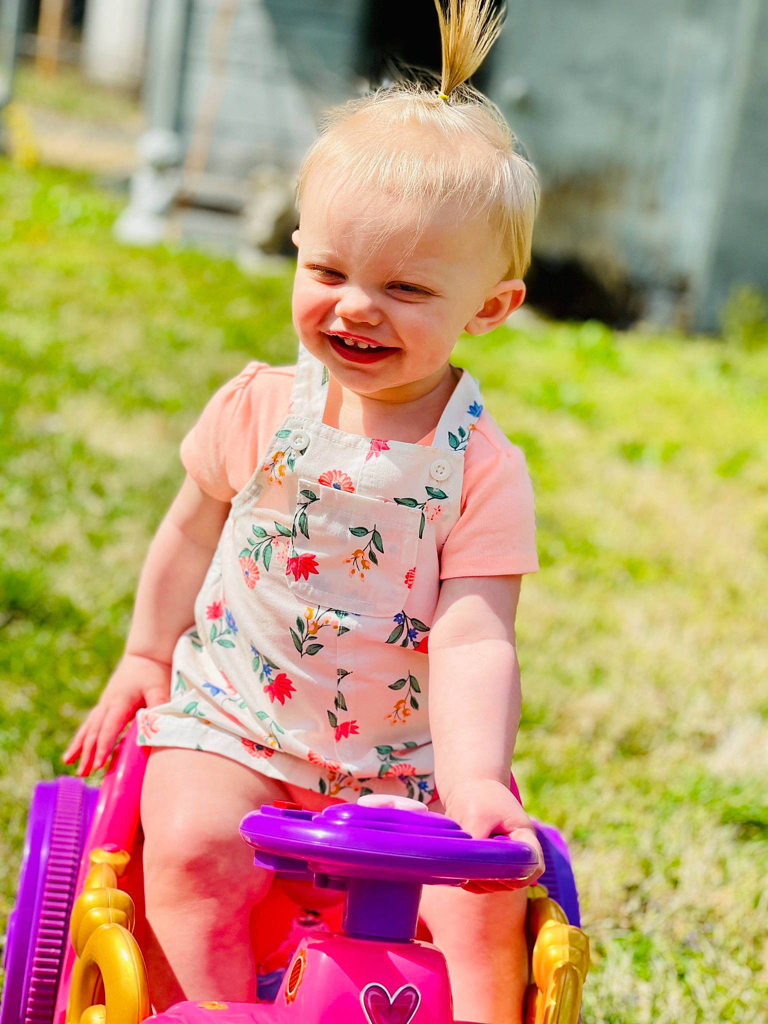 Adriana joined the competition — help win amazing prizes! baby, baby_toddler_clothing, child, facial_expression, fun, grass, happy, joy, leisure, magenta, pattern, people_in_nature, person, photograph, pink, recreation, sitting, skin, smile, summer