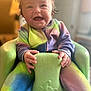 baby, bright_colors, cheerful, child, colorful_clothing, cozy, cute, expression, foam_chair, hands, happy, home, indoor, infant, onesie, portrait, seat, smiling, toddler, young_child