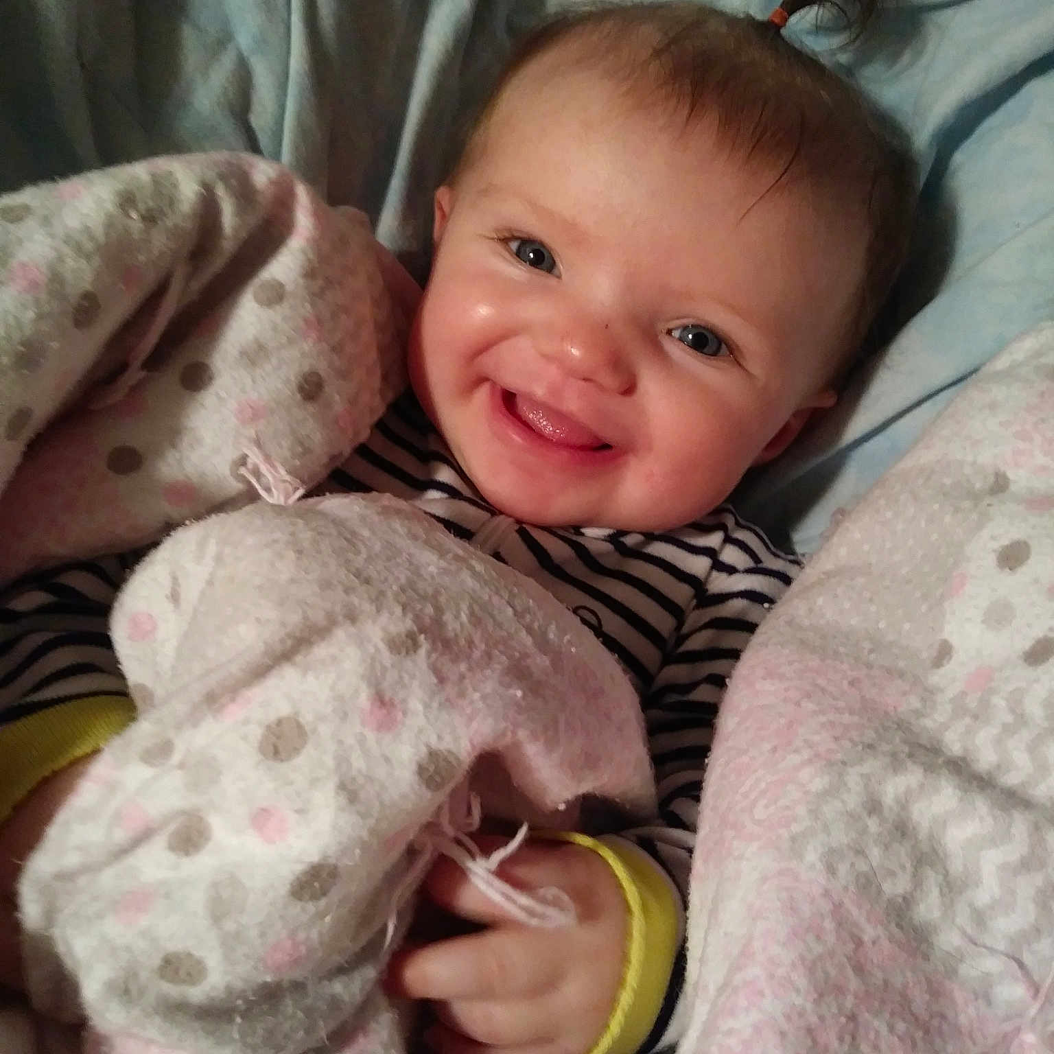 Kenadee is registered to the contest to win money with this photo: bedtime, cheek, child, day, ear, eye, face, finger, girl, head, infant, iris, joy, mouth, nose, person, pink, product, skin, smile