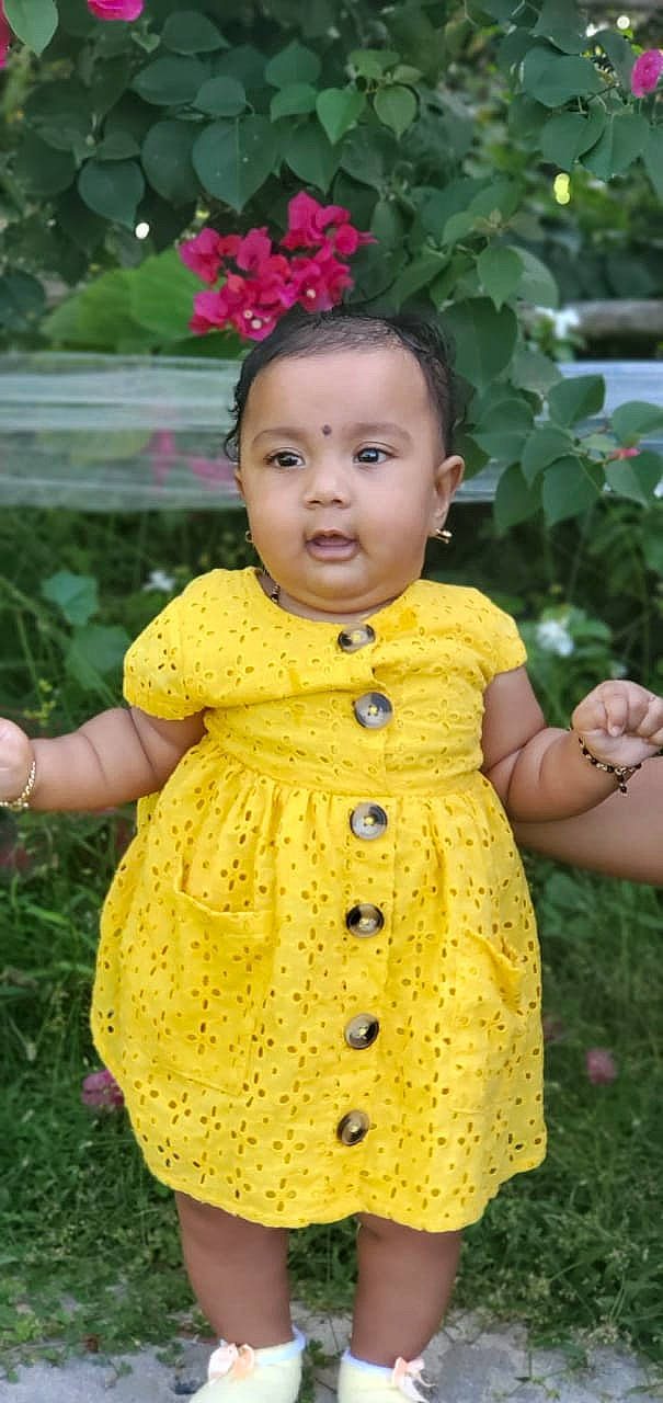 Ariya joined the competition — help win amazing prizes! baby_toddler_clothing, botany, cheek, day_dress, dress, eye, face, facial_expression, grass, hairstyle, hand, happy, leaf, one_piece_garment, people_in_nature, person, pink, plant, skin, sleeve