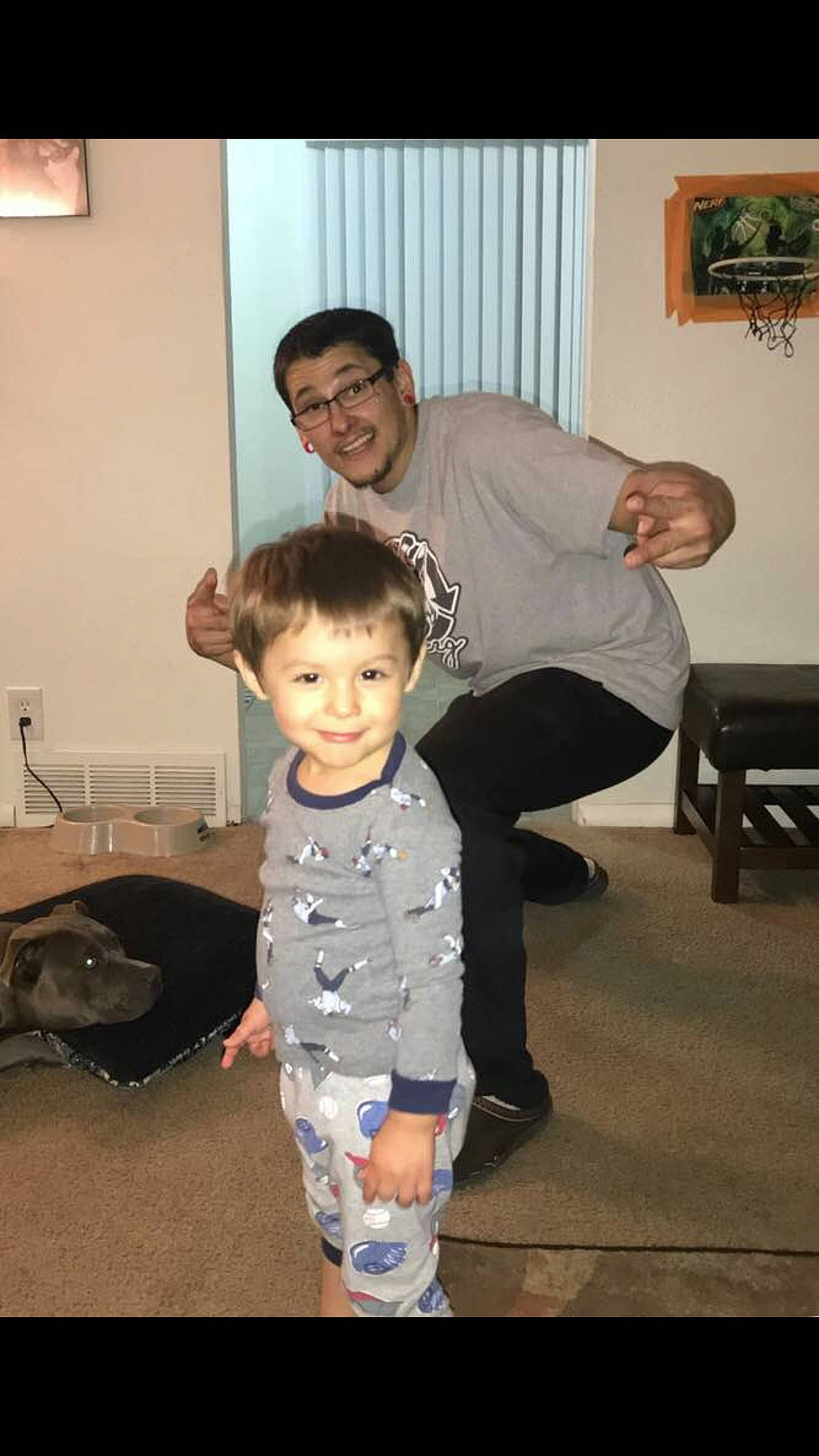 Kendrick joined the competition — help win amazing prizes! arm, child, father, joint, joy, person, shoulder, smile, standing, t_shirt, toddler