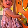Autumn -Rose is registered to the contest to win money with this photo: blue_sky, candid, child, colorful_knobs, curly_hair, daylight, fun, happy, joy, orange_panel, outdoor, person, play, playground, smiling, straw_hat, striped_dress, sunlight, toddler, young_child