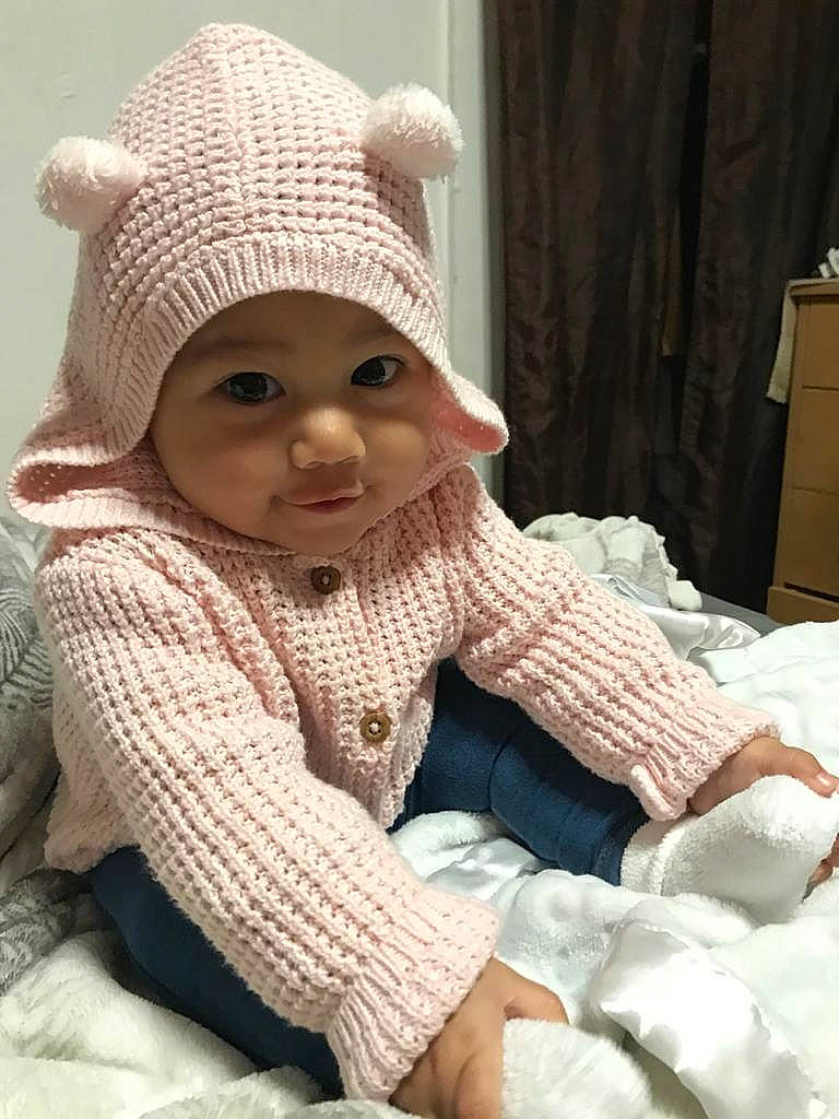 Melanie joined the competition — help win amazing prizes! baby, beanie, bonnet, cap, child, crochet, headgear, headwear, knit_cap, knitting, person, toddler, wool
