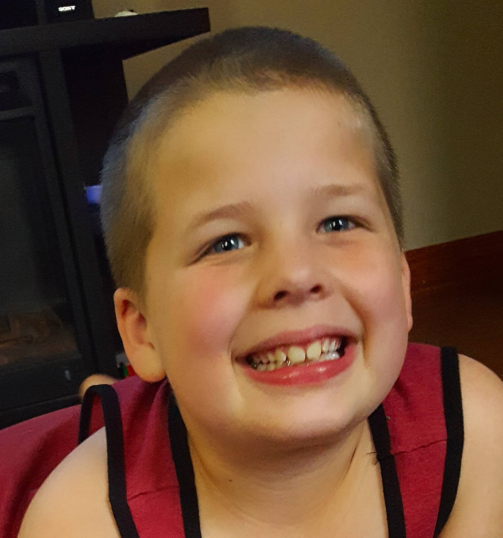 Tj is registered to the contest to win money with this photo: boy, cheek, child, chin, ear, eyebrow, face, facial_expression, forehead, fun, girl, jaw, joy, laughter, lip, mouth, nose, organ, smile, toddler