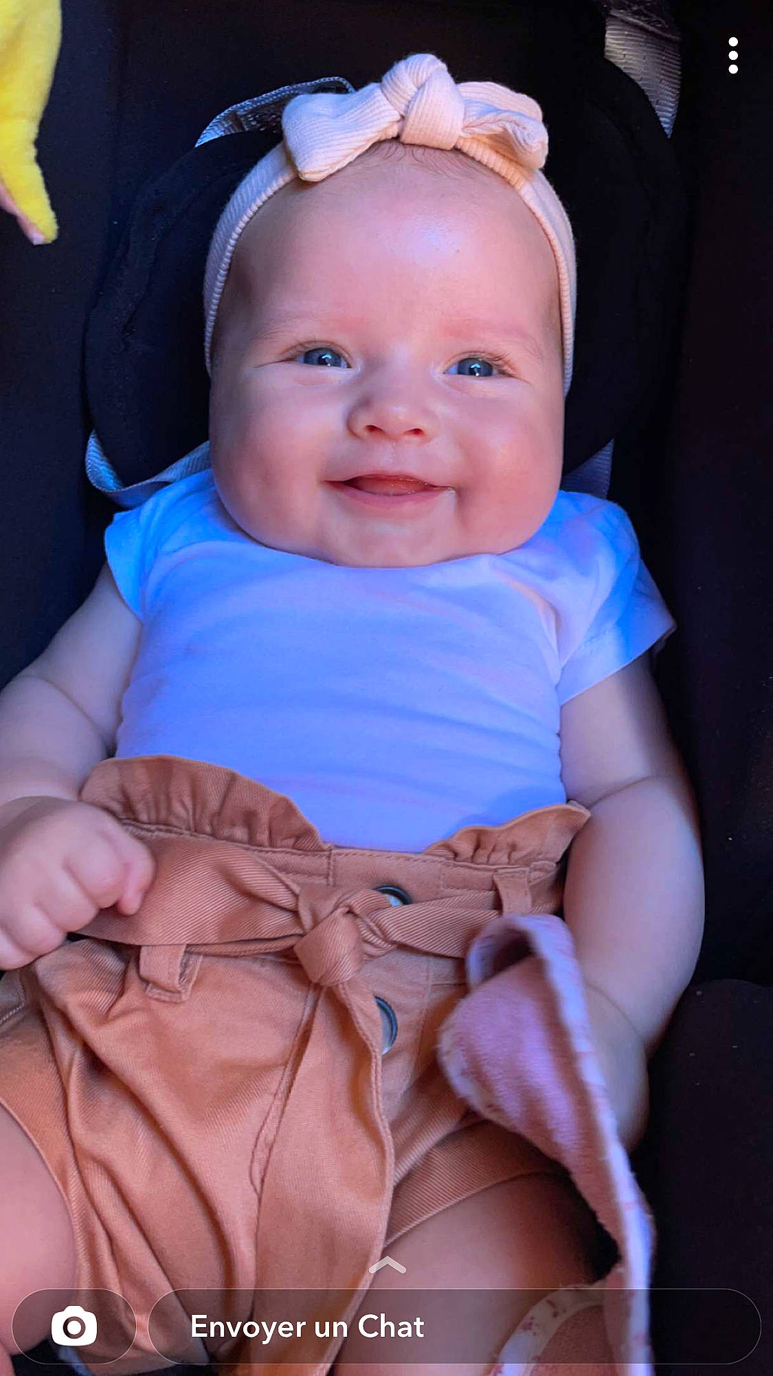 Kelyana participe au concours pour gagner de l'argent avec cette photo : baby, baby_toddler_clothing, cheek, chin, eye, face, finger, flash_photography, hairstyle, happy, head, iris, joy, lip, person, pink, product, purple, skin, sleeve