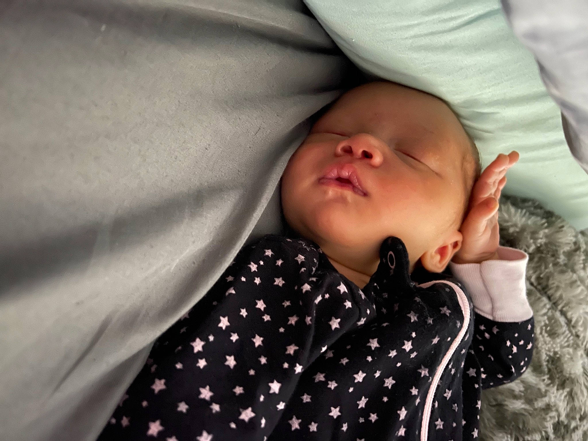 Amiyah is registered to the contest to win money with this photo: baby, baby_sleeping, baby_toddler_clothing, cheek, collar, comfort, cool, eye, eyelash, face, flash_photography, happy, head, lip, mouth, neck, nose, pattern, person, sleeve