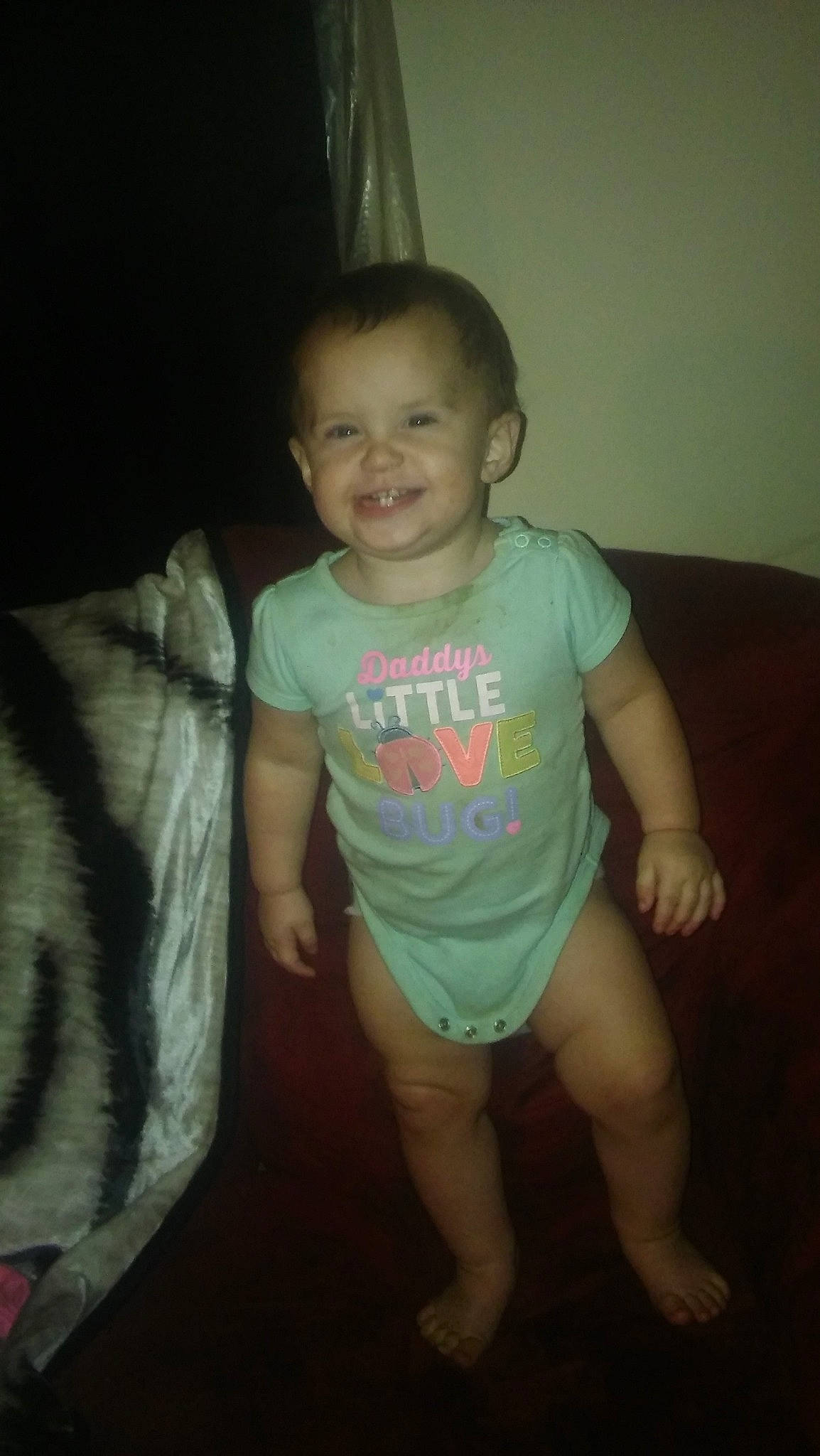 Jocelynn joined the competition — help win amazing prizes! arm, baby, cheek, child, cool, electronic_device, eye, face, facial_expression, fun, happy, head, joy, leg, night, person, skin, smile, standing, t_shirt