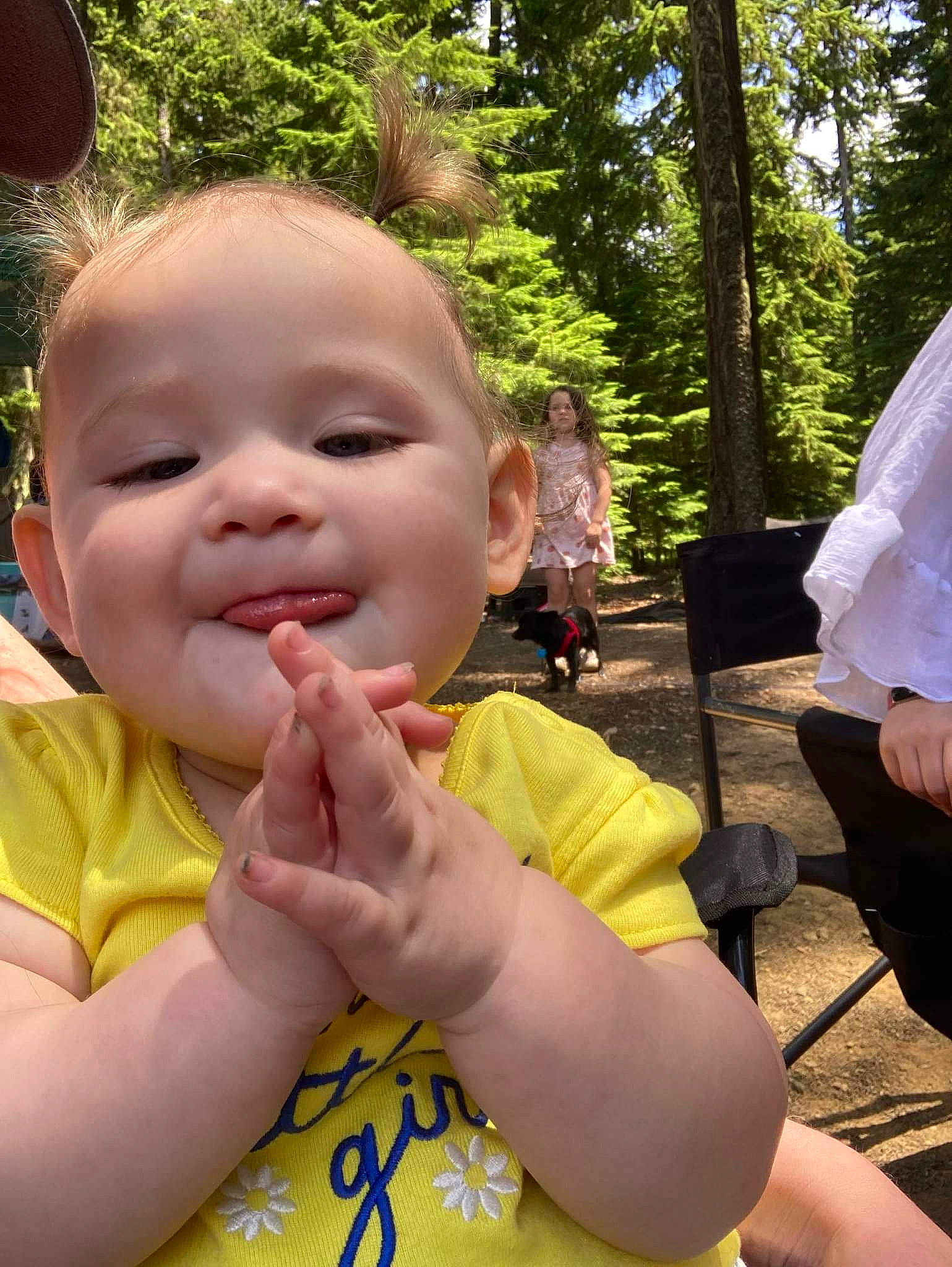 Mayah joined the competition — help win amazing prizes! adaptation, arm, baby_toddler_clothing, fun, gesture, grass, hand, happy, leisure, nose, people_in_nature, person, plant, recreation, skin, smile, t_shirt, thumb, toddler, tree