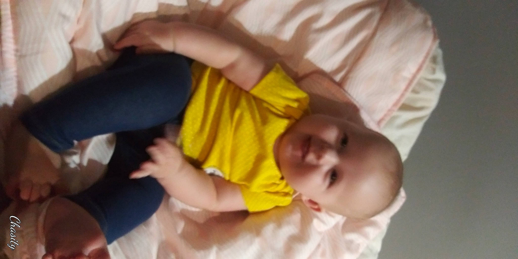 Edith joined the competition — help win amazing prizes! arm, baby, child, hand, joy, mouth, person, toddler, yellow