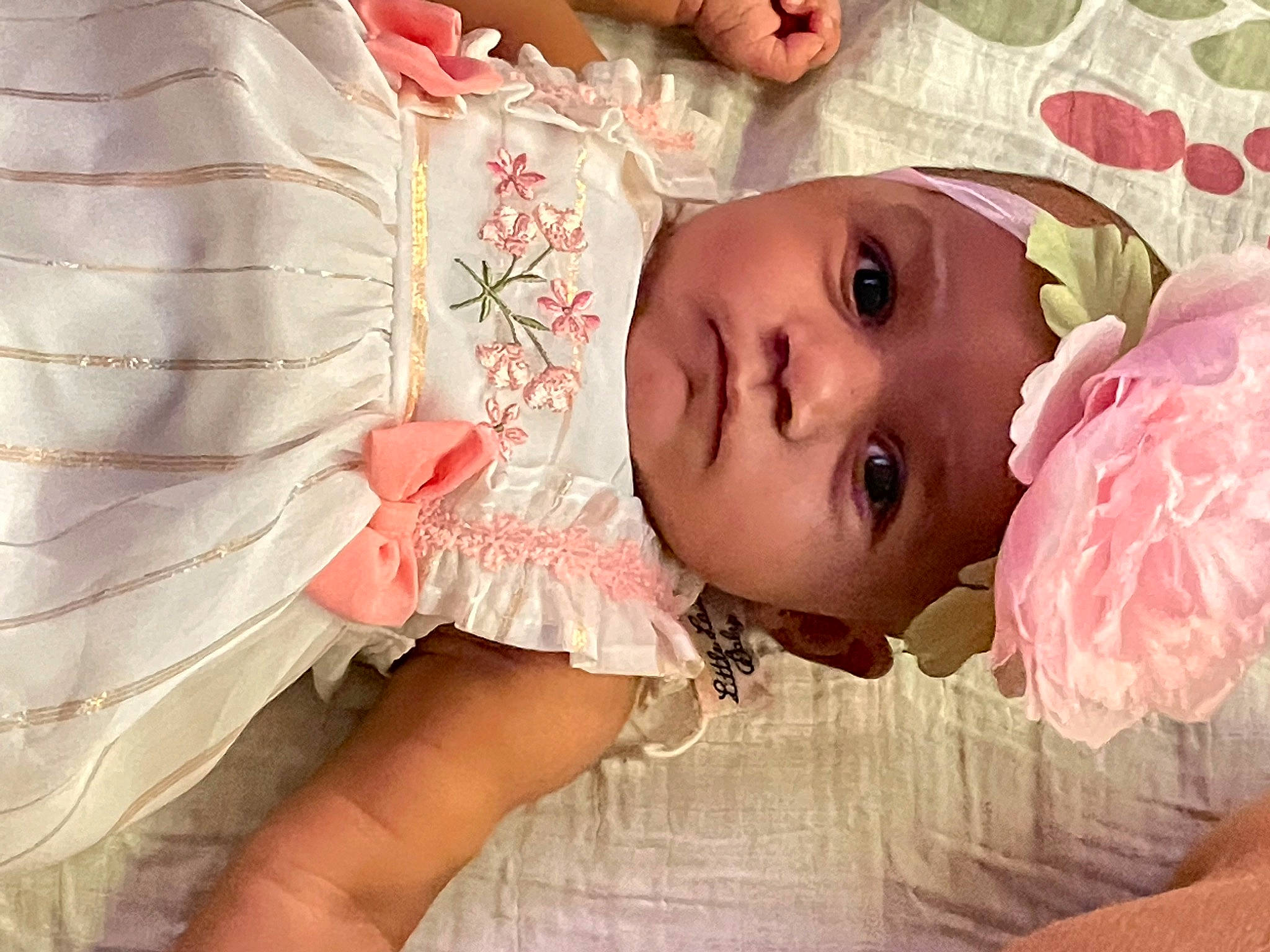 Aubrii joined the competition — help win amazing prizes! arm, baby, baby_products, baby_toddler_clothing, cheek, child, comfort, eye, eyelash, happy, headwear, iris, linens, lip, nose, pattern, peach, person, pink, skin