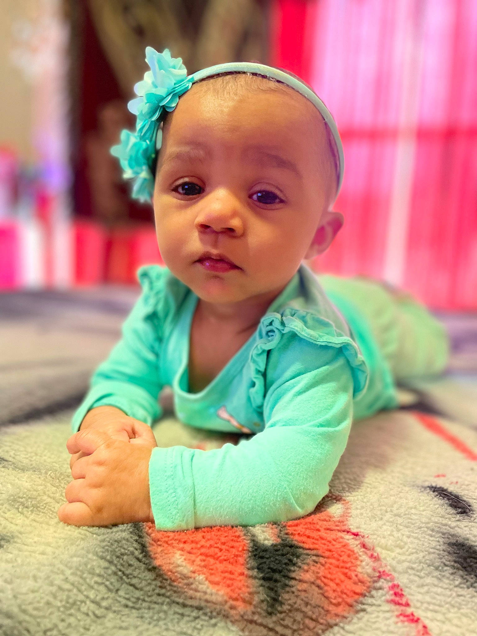 Aubrii joined the competition — help win amazing prizes! baby, baby_toddler_clothing, cheek, child, chin, crawling, flooring, fun, grass, happy, headband, headpiece, iris, leisure, magenta, people_in_nature, person, sitting, skin, smile