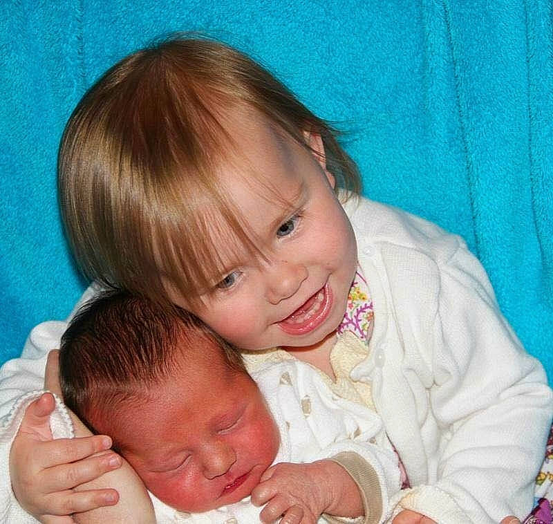 Charles joined the competition — help win amazing prizes! baby, brown_hair, child, gesture, hair, mother, person, sibling, smile, toddler