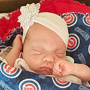 Isabelle joined the competition — help win amazing prizes! baby, baby_sleeping, cheek, child, finger, hair_accessory, hand, head, headband, headgear, mouth, nap, sleep, toddler