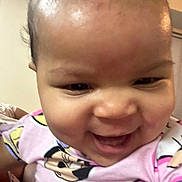 Lovelyonna is registered to the contest to win money with this photo: baby, cheerful, child, childrens_clothing, close_up, cute, face, happy, head, indoor, infant, joy, minnie_mouse, person, pink_clothing, playful, portrait, smiling, toddler, young_child