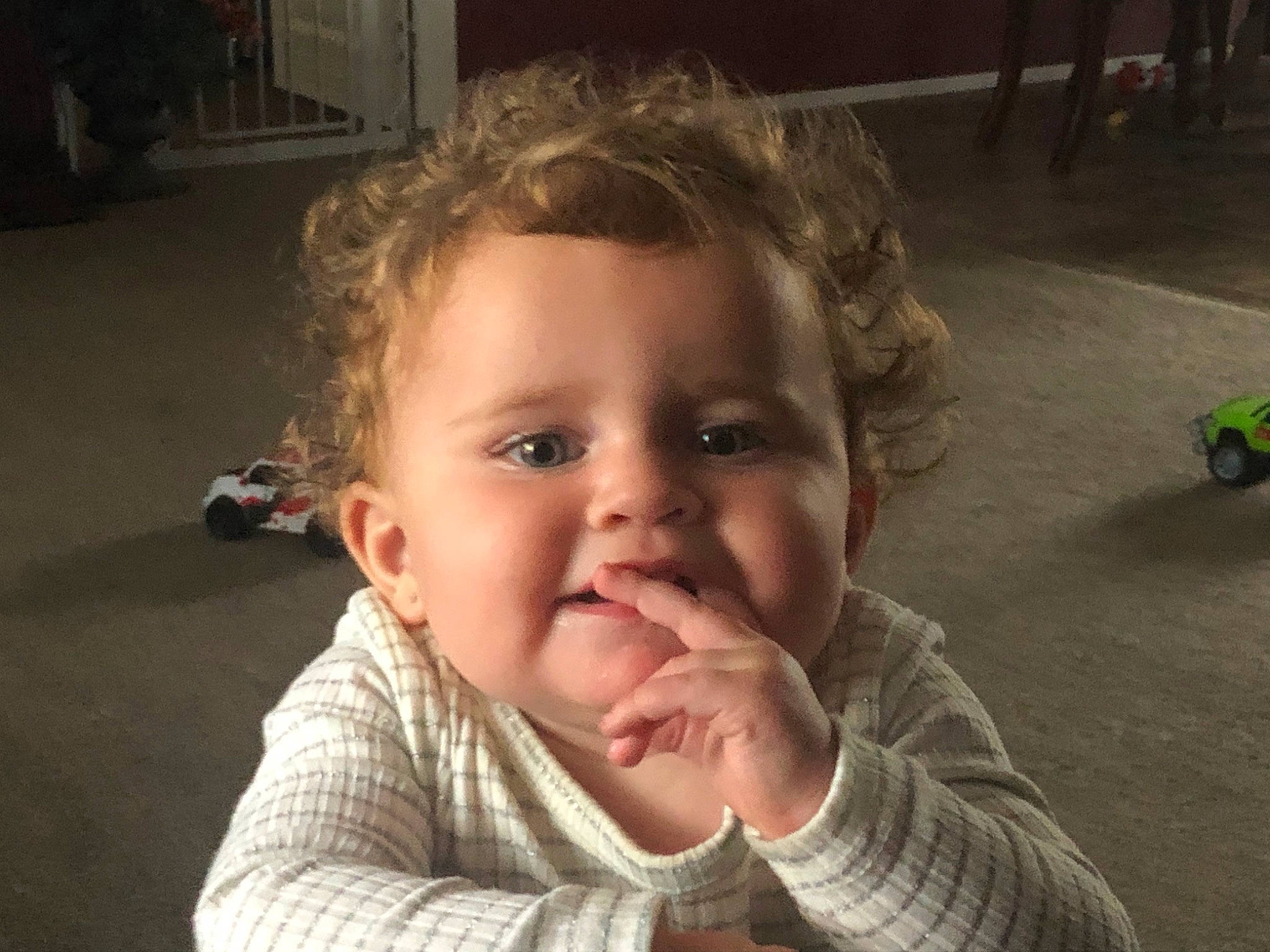 Mackenna joined the competition — help win amazing prizes! baby, cheek, child, chin, eye, face, facial_expression, finger, forehead, hair, head, human, iris, joy, lip, mouth, nose, organ, person, skin