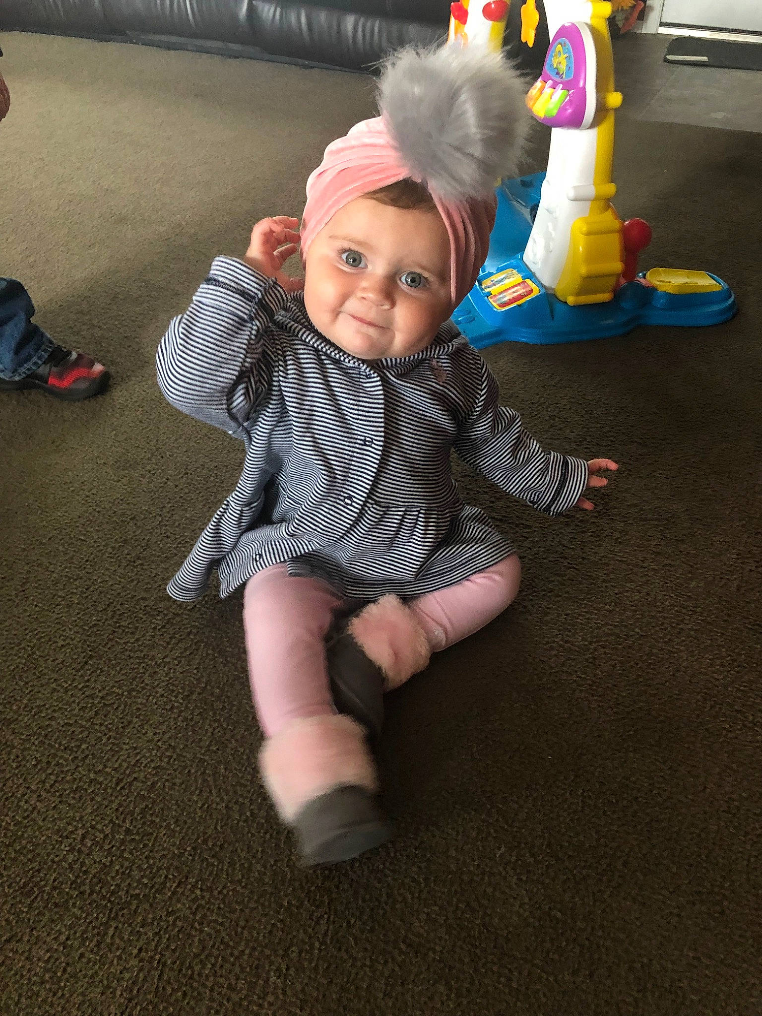 Mackenna is registered to the contest to win money with this photo: child, floor, flooring, fun, leg, person, play, toddler