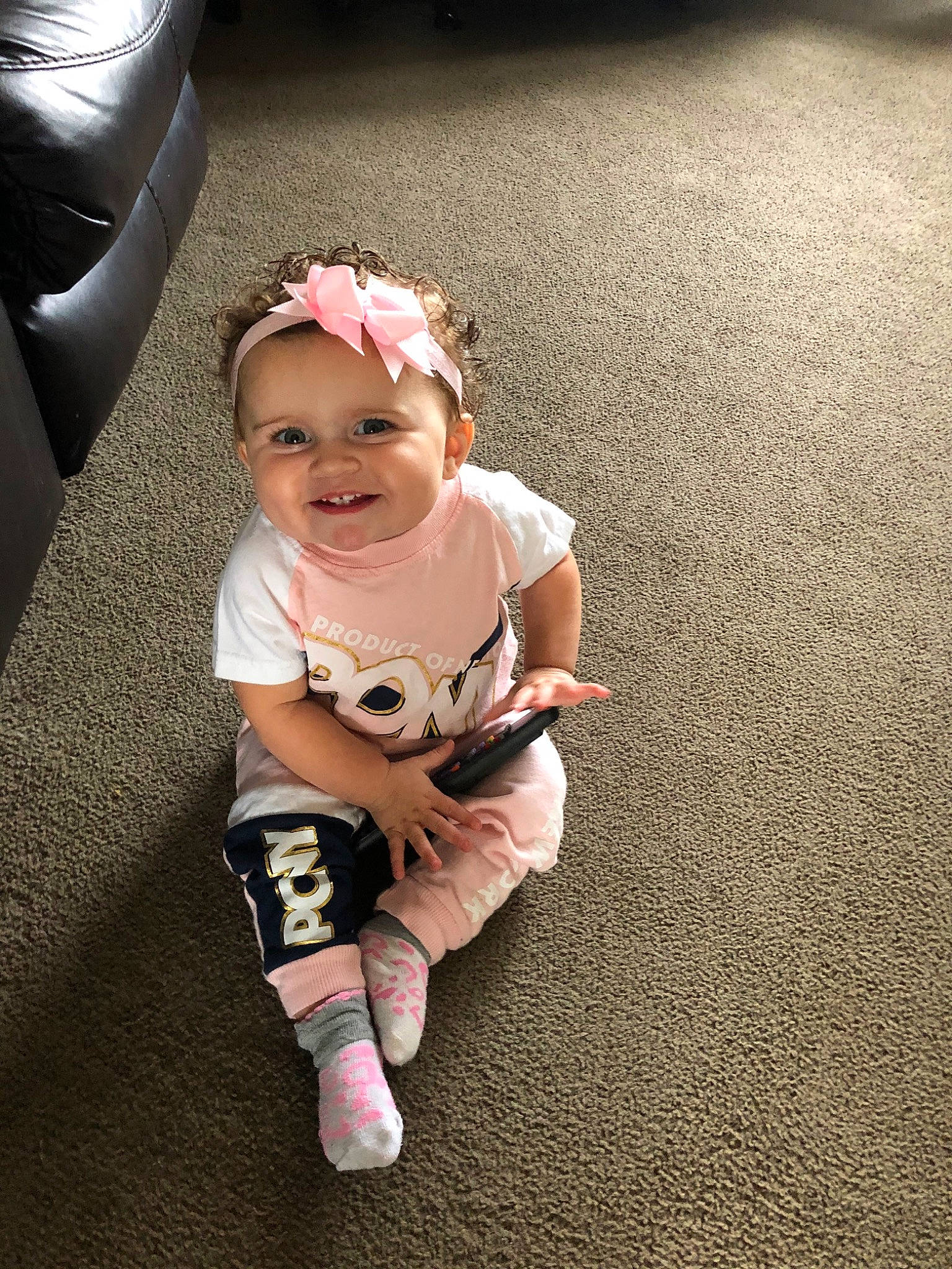 Mackenna joined the competition — help win amazing prizes! baby, child, footwear, fun, joy, leg, person, photography, pink, play, shoe, skin, smile, toddler, vacation