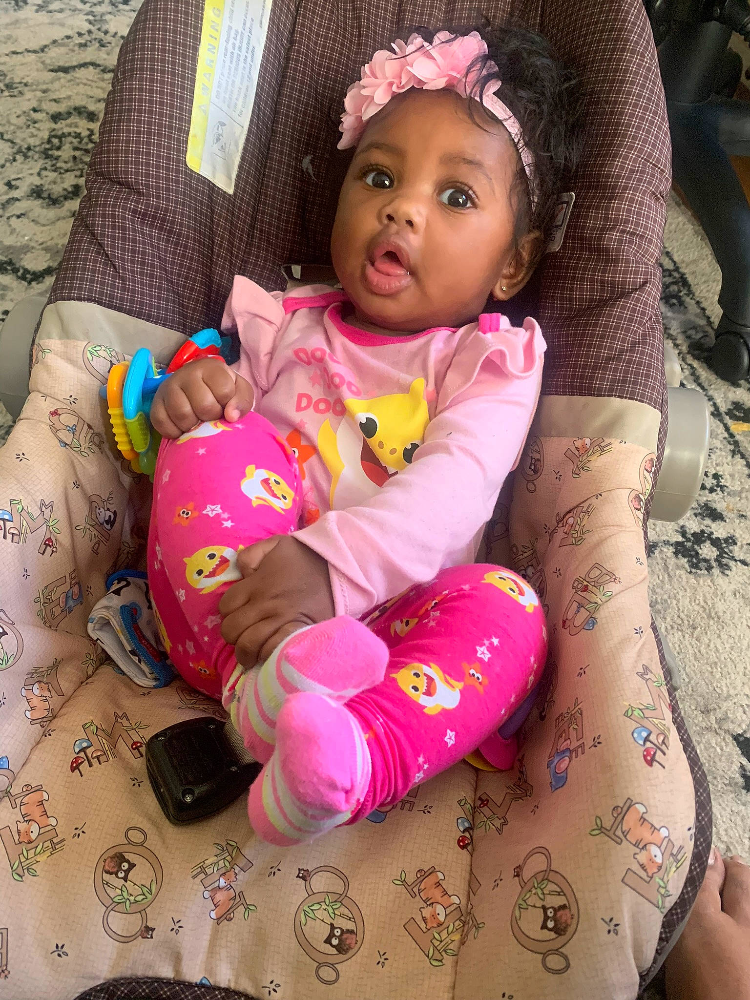 Aleia joined the competition — help win amazing prizes! baby, baby_toddler_clothing, cheek, child, comfort, cool, dress, eye, finger, happy, head, headgear, human_body, leg, magenta, person, pink, skin, sleeve, surprise