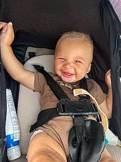 Jaxson joined the competition — help win amazing prizes! auto_part, baby, baby_carriage, baby_products, car_seat, chair, cheek, child, comfort, electric_blue, eye, fun, mouth, person, product, seat_belt, skin, smile, thumb, toddler