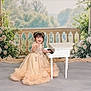 Charlotte is registered to the contest to win money with this photo: child, toddler, dress, piano, flower, roses, garden, smile, portrait, indoor, decor, happy, music, instrument, young, cute, elegant, white, greenery, background
