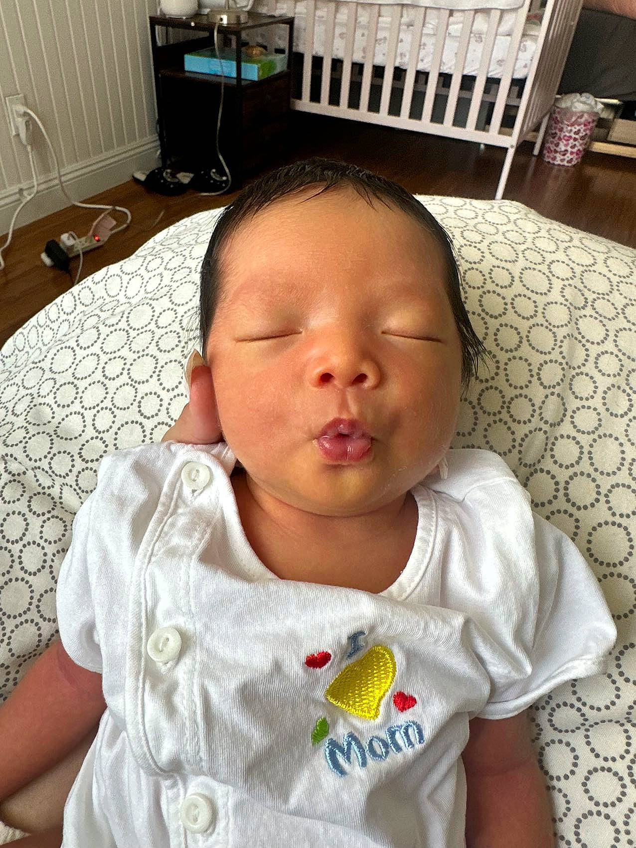 Zoey is registered to the contest to win money with this photo: baby, baby_toddler_clothing, black, cheek, chin, ear, eyebrow, eyelash, forehead, hairstyle, happy, head, iris, jaw, lip, mouth, neck, nose, person, skin