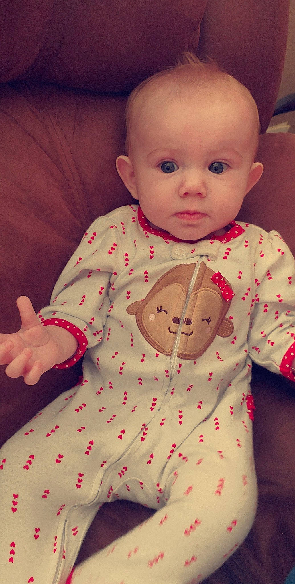 Emori joined the competition — help win amazing prizes! baby, baby_products, baby_toddler_clothing, cheek, child, face, head, lip, person, pink, skin, textile, toddler