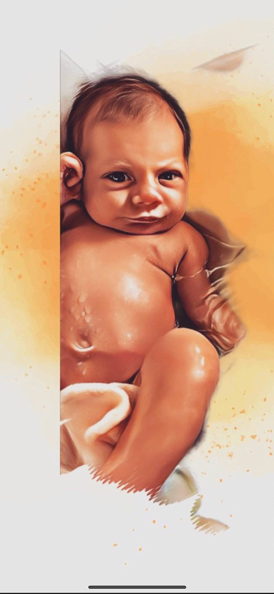 Gentry is registered to the contest to win money with this photo: abdomen, baby, barechested, bathing, black_hair, cheek, chest, eyelash, hair, head, iris, lip, neck, nose, person, skin, stomach, thigh, thumb, toddler