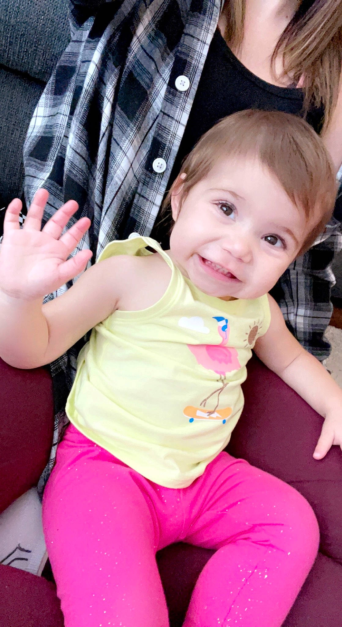 Ashtyn is registered to the contest to win money with this photo: baby_toddler_clothing, cheek, facial_expression, finger, fun, gesture, happy, human_body, joint, joy, mouth, muscle, person, pink, shoulder, skin, sleeve, smile, thigh, thumb