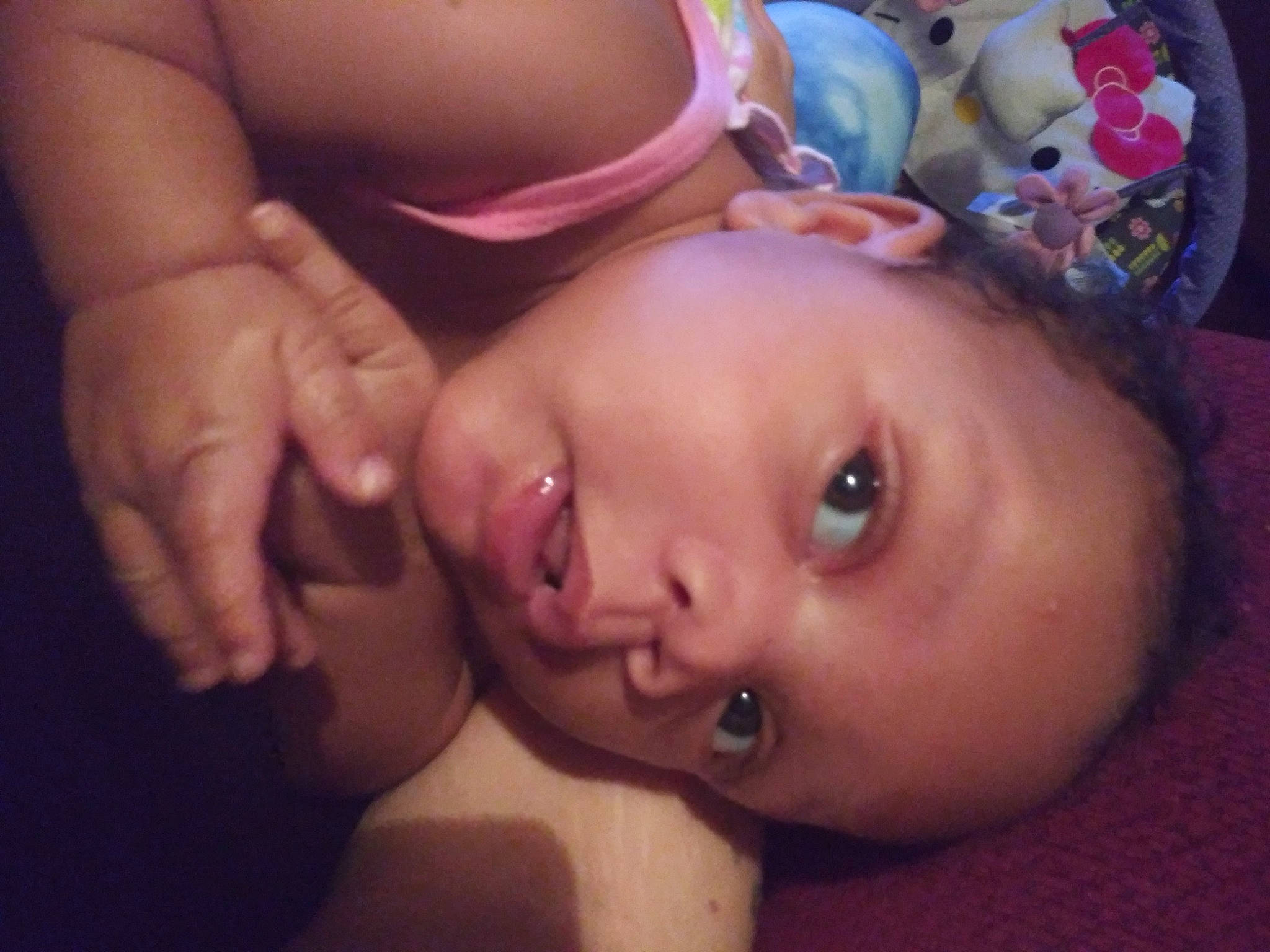 Zayla is registered to the contest to win money with this photo: baby, cheek, child, close_up, eye, eyebrow, face, finger, forehead, fun, hand, head, lip, mouth, neck, nose, organ, person, pink, skin