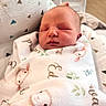 Edward is registered to the contest to win money with this photo: newborn, baby, sleeping, swaddled, blanket, portrait, face, indoors, nursery, crib, chair, cozy, peaceful, infant, head, closed_eyes, bedding, animal_print, home, photography