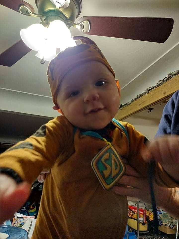 Grayson joined the competition — help win amazing prizes! air_travel, baby, cap, child, cool, costume, eye, fun, hairstyle, happy, headwear, mechanical_fan, person, personal_protective_equipment, room, service, sleeve, smile, t_shirt, thumb