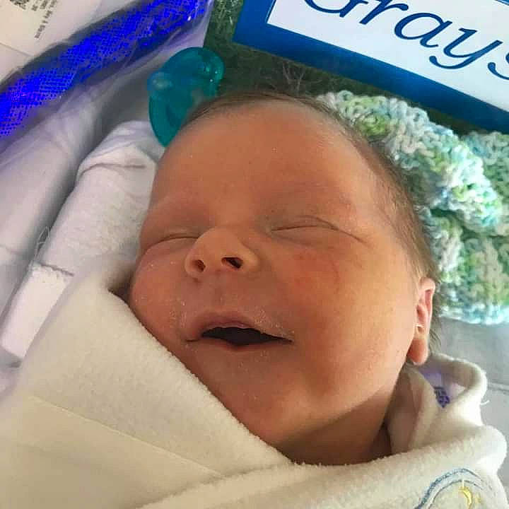 Grayson joined the competition — help win amazing prizes! baby, baby_sleeping, baby_toddler_clothing, blue, cheek, chin, comfort, ear, eye, eyebrow, finger, happy, head, iris, lip, mouth, nose, person, skin, smile