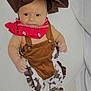 Dean joined the competition — help win amazing prizes! american_flag_design, baby, bandana, boots, brown_overalls, child, clothing, costume, cowboy_hat, cute, expression, fashion, indoor, infant, lying_down, patterned_pants, person, portrait, soft_blanket, young_child