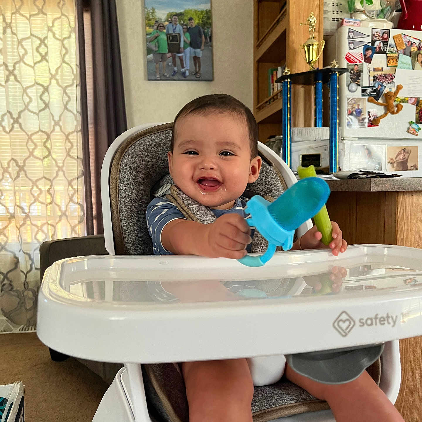 Oatlyn joined the competition — help win amazing prizes! baby, carpet, celery, child, clothing, curtain, face, furniture, happy, high_chair, indoor, kitchen, magnet, person, photo, refrigerator, shelf, smiling, teething_toy, trophy