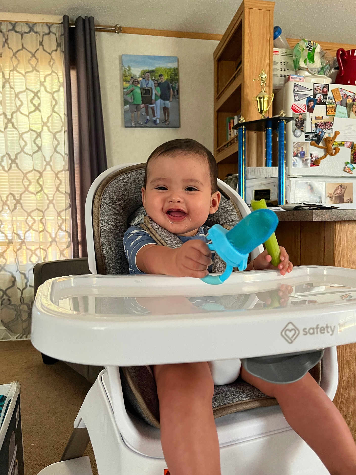 Oatlyn joined the competition — help win amazing prizes! baby, carpet, celery, child, clothing, curtain, face, furniture, happy, high_chair, indoor, kitchen, magnet, person, photo, refrigerator, shelf, smiling, teething_toy, trophy