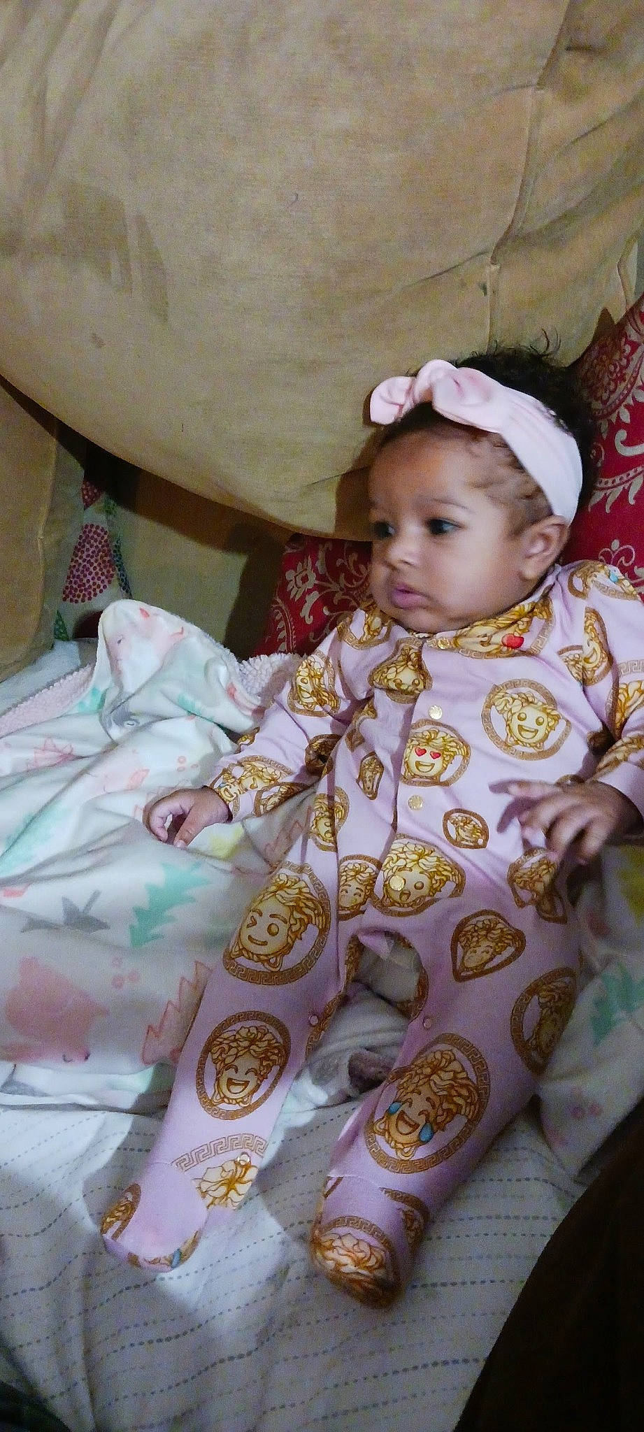 A'Mirahkale joined the competition — help win amazing prizes! baby, baby_products, baby_toddler_clothing, cheek, child, eye, fun, happy, linens, pattern, peach, person, pink, room, sitting, skin, sleeve, toddler, tradition