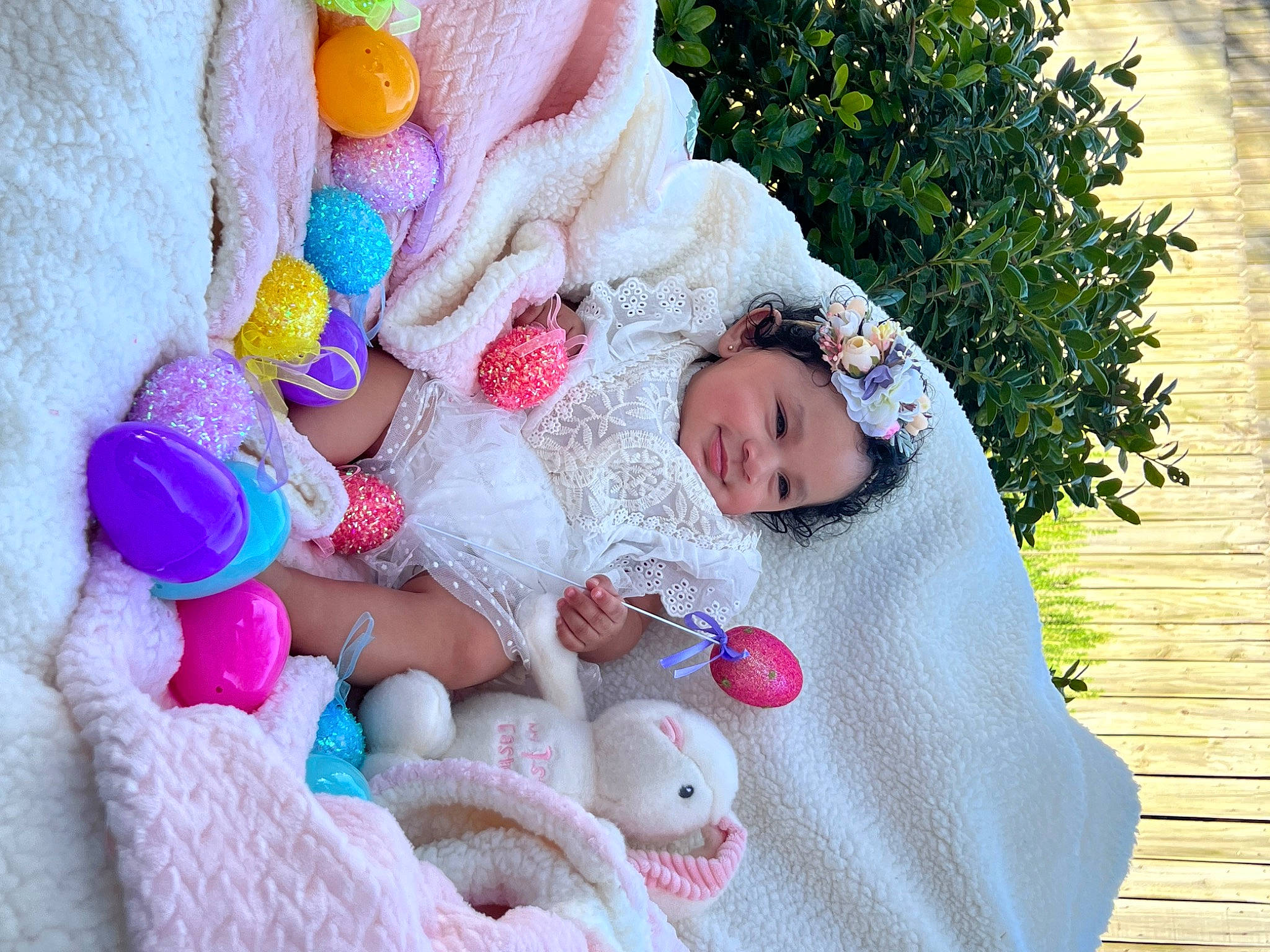 Isabella joined the competition — help win amazing prizes! baby, baby_toddler_clothing, cheek, comfort, event, eye, face, fur, happy, head, headwear, joy, magenta, pattern, person, pink, plant, purple, skin, textile