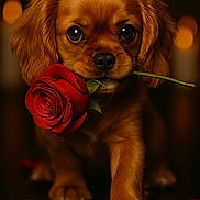 Cooper joined the competition — help win amazing prizes! adorable, animal, brown, closeup, cute, dog, flower, fur, indoor, love, nose, paw, petals, portrait, puppy, romantic, rose, soft_light, valentine, whiskers