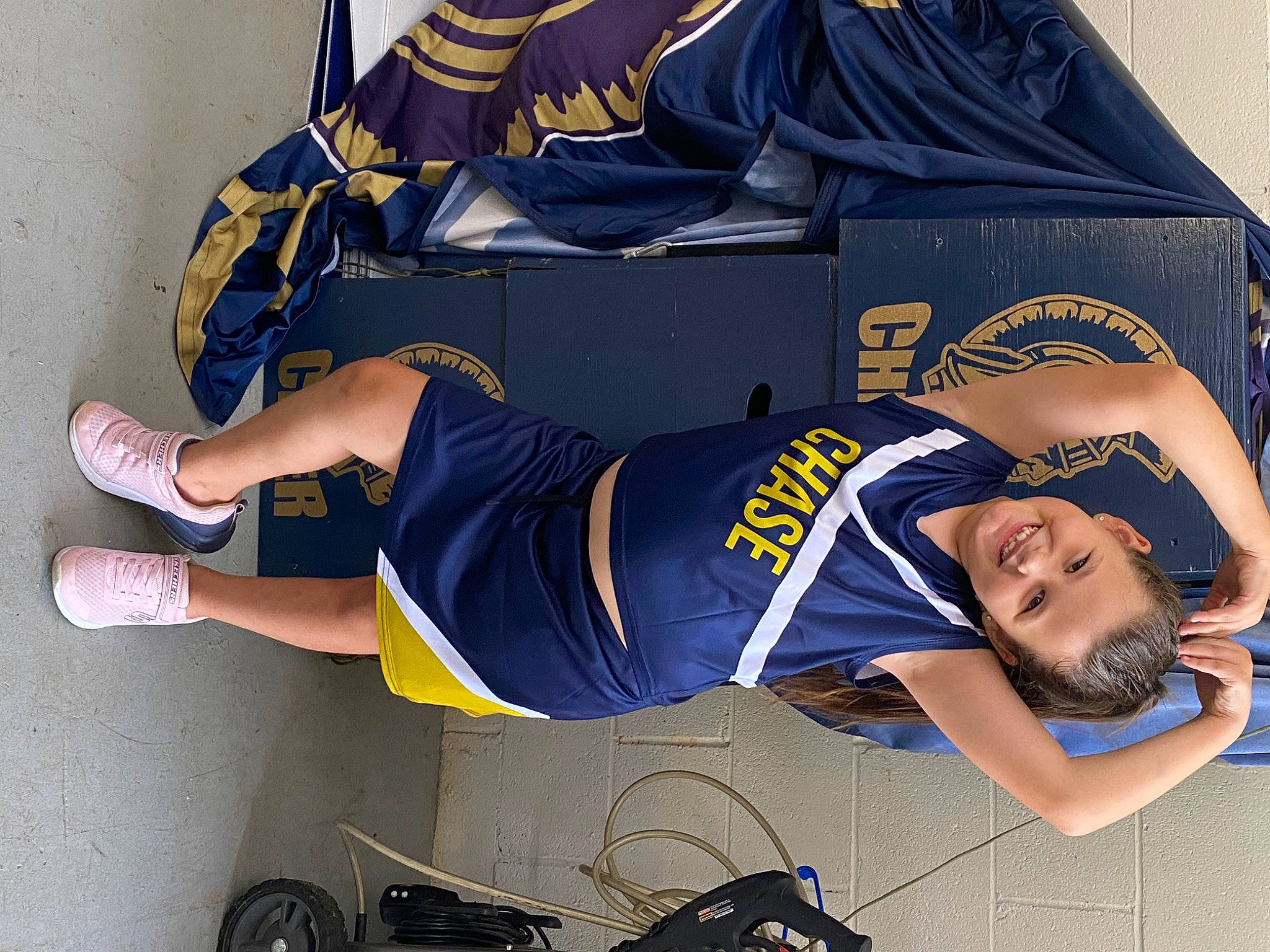 Reagan joined the competition — help win amazing prizes! competition_event, elbow, electric_blue, human_leg, jersey, joint, joy, knee, leg, person, player, shorts, sitting, sports, sports_jersey, sports_uniform, sportswear, t_shirt, team_sport, thigh