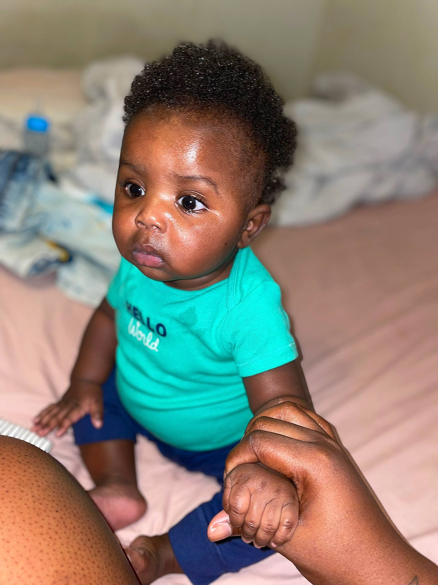 Armoni is registered to the contest to win money with this photo: baby, baby_toddler_clothing, cheek, child, comfort, elbow, eye, face, flash_photography, gesture, hair, hand, happy, human_body, iris, joint, nail, person, skin, t_shirt