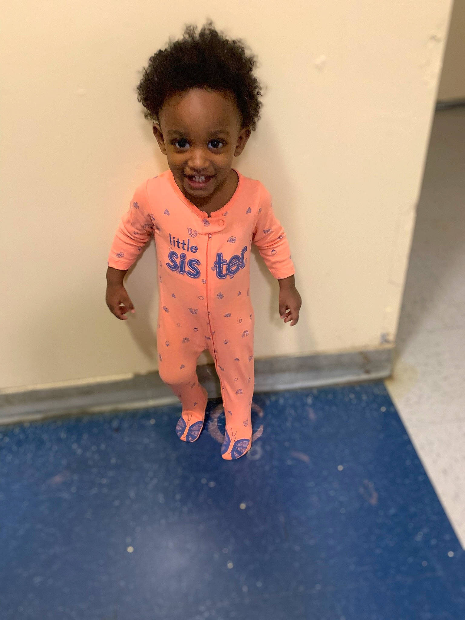 Alannah joined the competition — help win amazing prizes! baby, baby_toddler_clothing, barefoot, child, electric_blue, eye, face, floor, flooring, foot, fun, gesture, hair, happy, human_body, human_leg, joy, pattern, person, sleeve