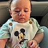 Rhythm joined the competition — help win amazing prizes! baby, child, mickey_mouse, curly_hair, striped_clothing, infant, sitting, car_interior, seat, cute, portrait, young_child, casual_wear, short_sleeves, button_detail, soft_light, human, one_person, indoors, comfort