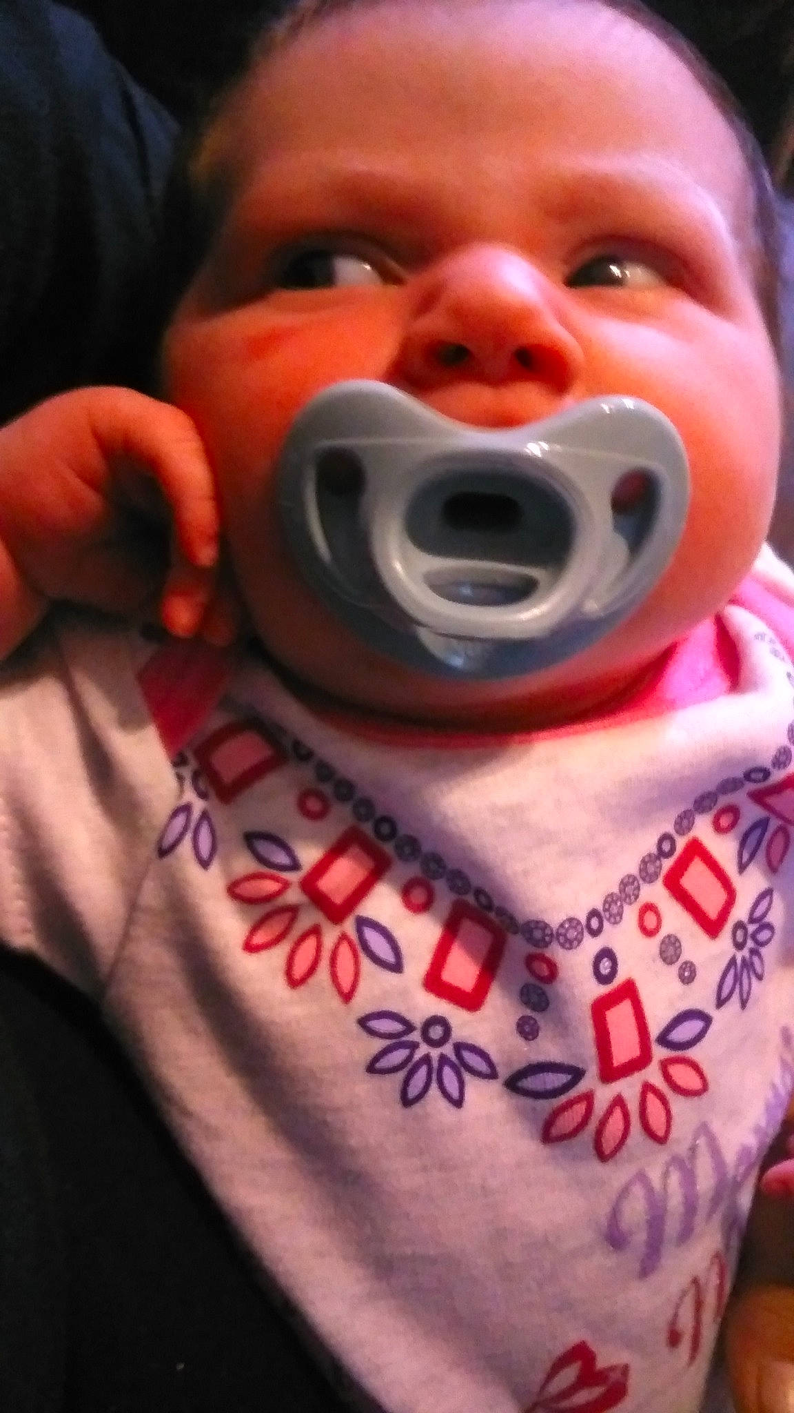 Eliza is registered to the contest to win money with this photo: baby, cheek, chin, eye, eyebrow, eyelash, finger, gesture, happy, head, jaw, lip, mouth, neck, nose, person, skin, sleeve, smile, tongue