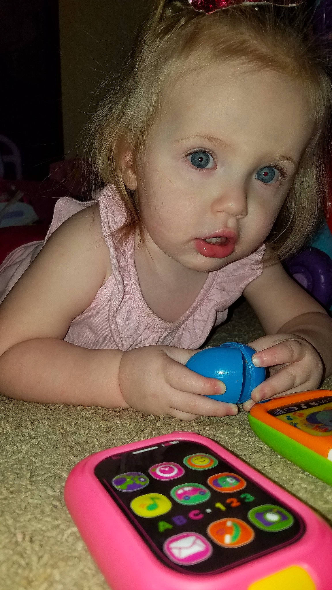 Delilah Rayne joined the competition — help win amazing prizes! calculator, cheek, child, electronic_device, fun, iris, learning, person, play, technology, toddler, toy