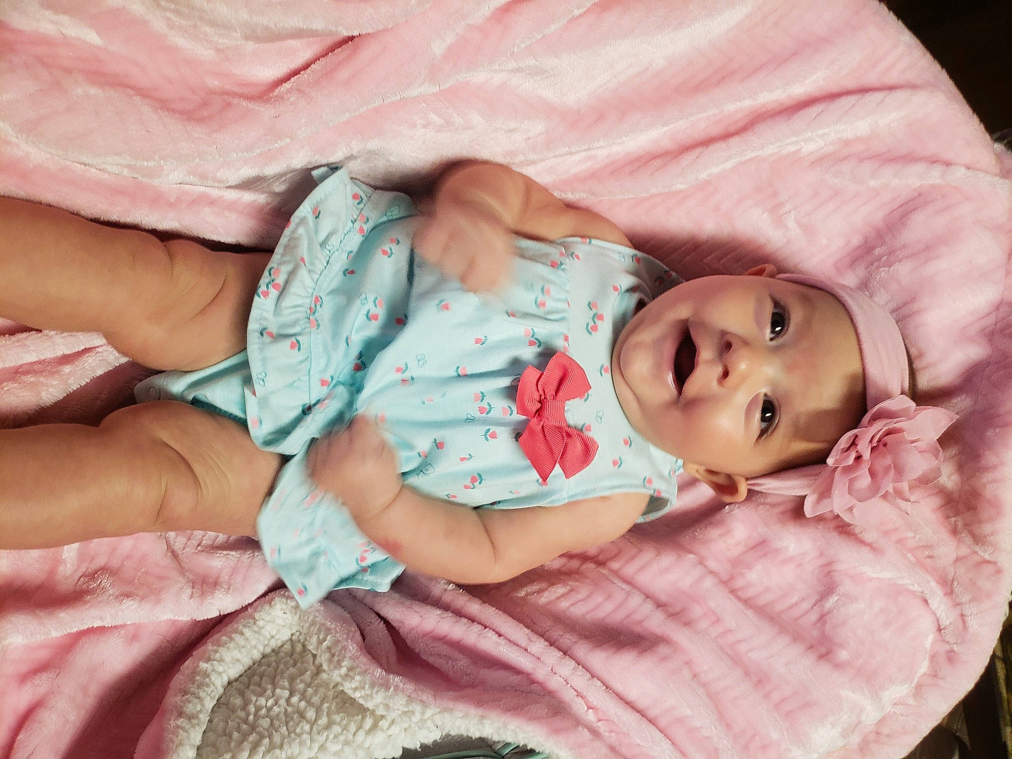 Phoebe is registered to the contest to win money with this photo: baby, baby_sleeping, bedtime, birth, cheek, child, eye, hand, headwear, mouth, nose, person, pink, product, skin, toddler